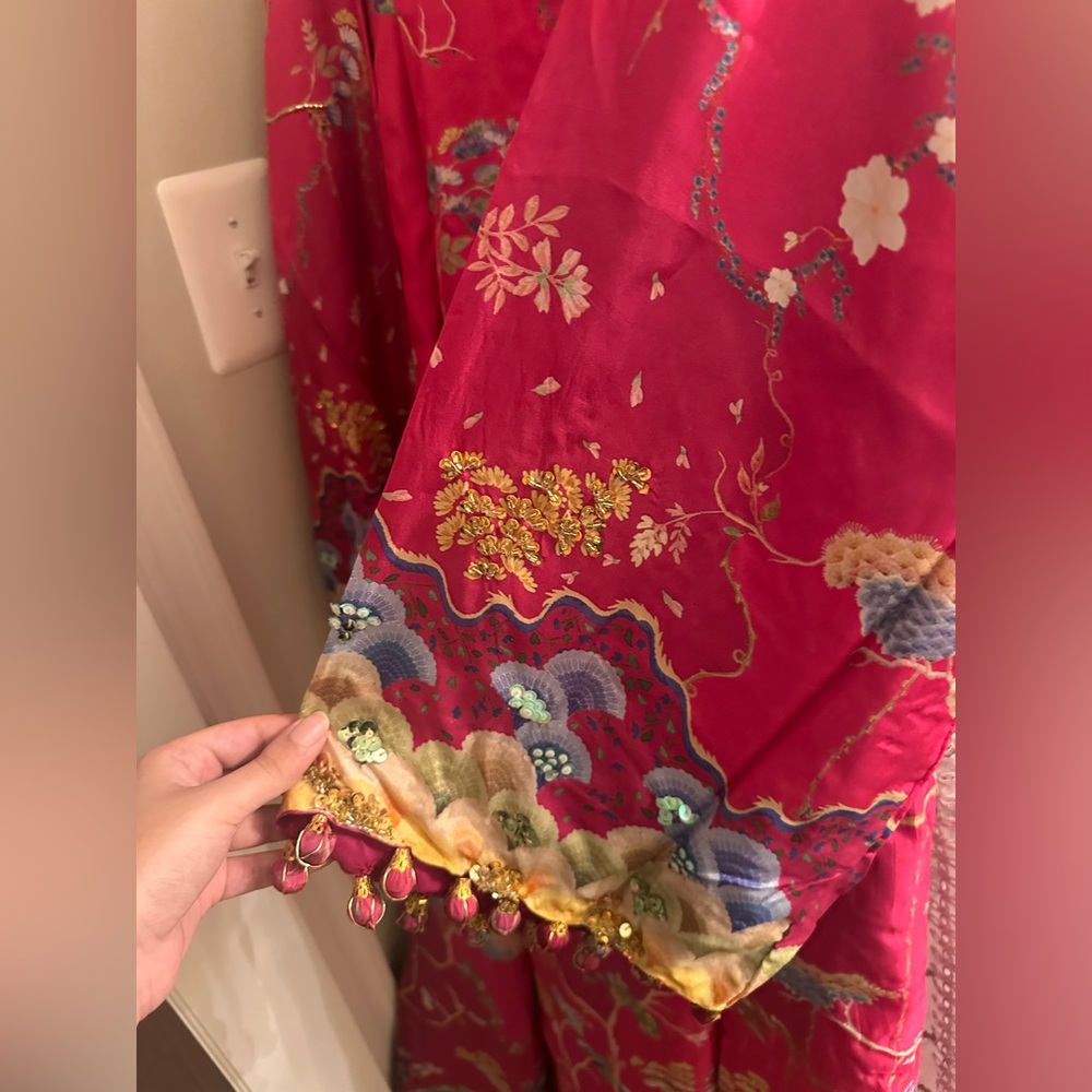 Pakistani clothes Crimson Kaftan - Magenta - Picture 11 of 12